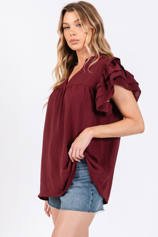 Baby Doll Ruffle Sleeved Top