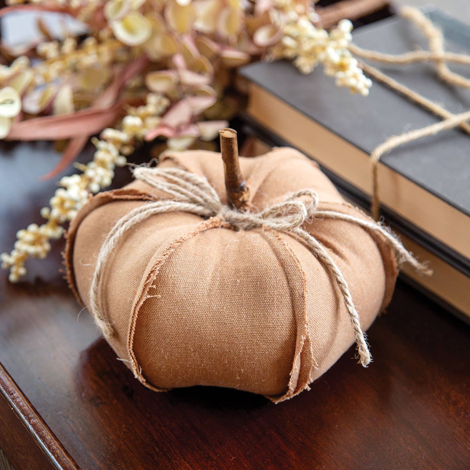 Stuffed Brown Pumpkin w/Seams, 6.5"