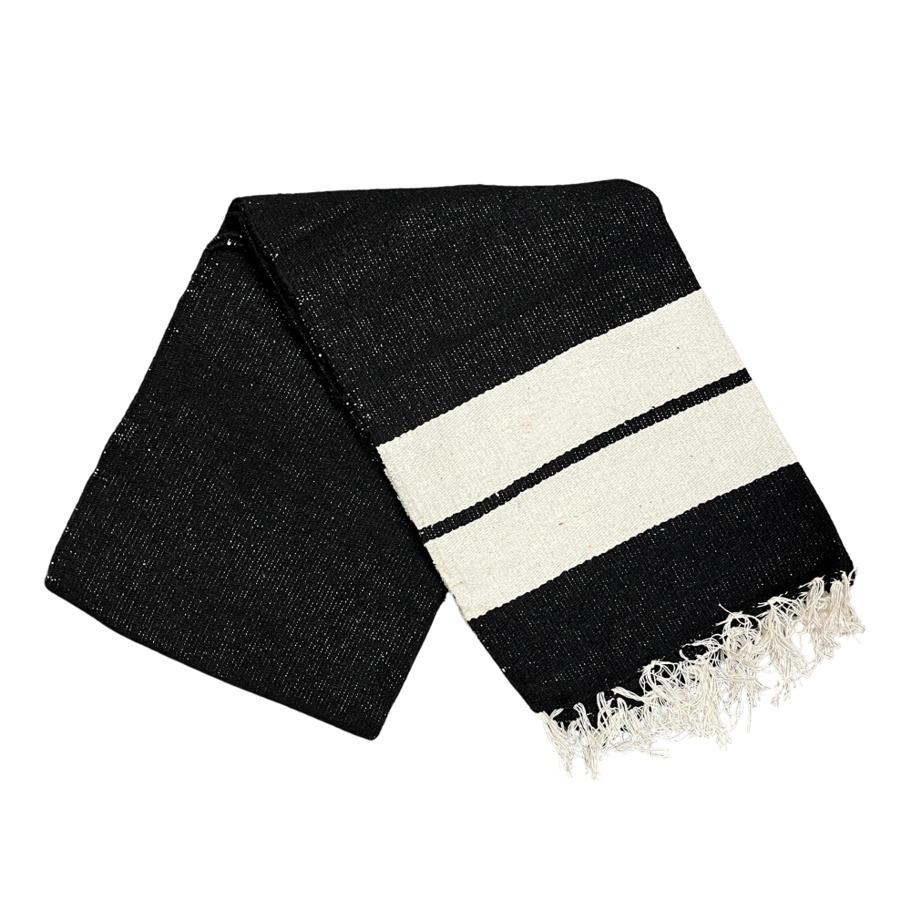 Authentic Mexican Blanket - Eclipse | Striped Baja Blanket