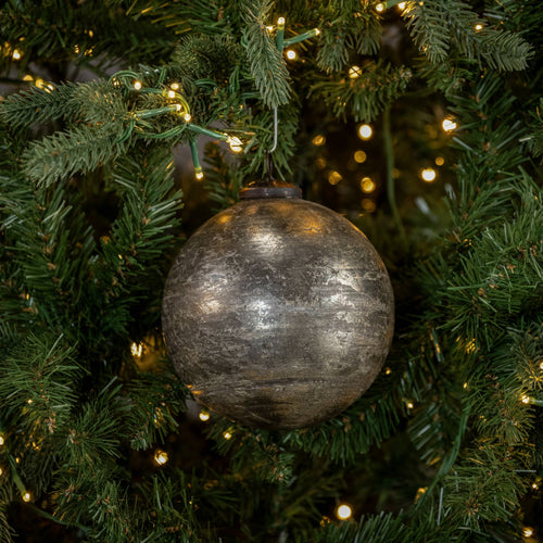 5" SILVER CRACKLE KUGEL ORNAMENT