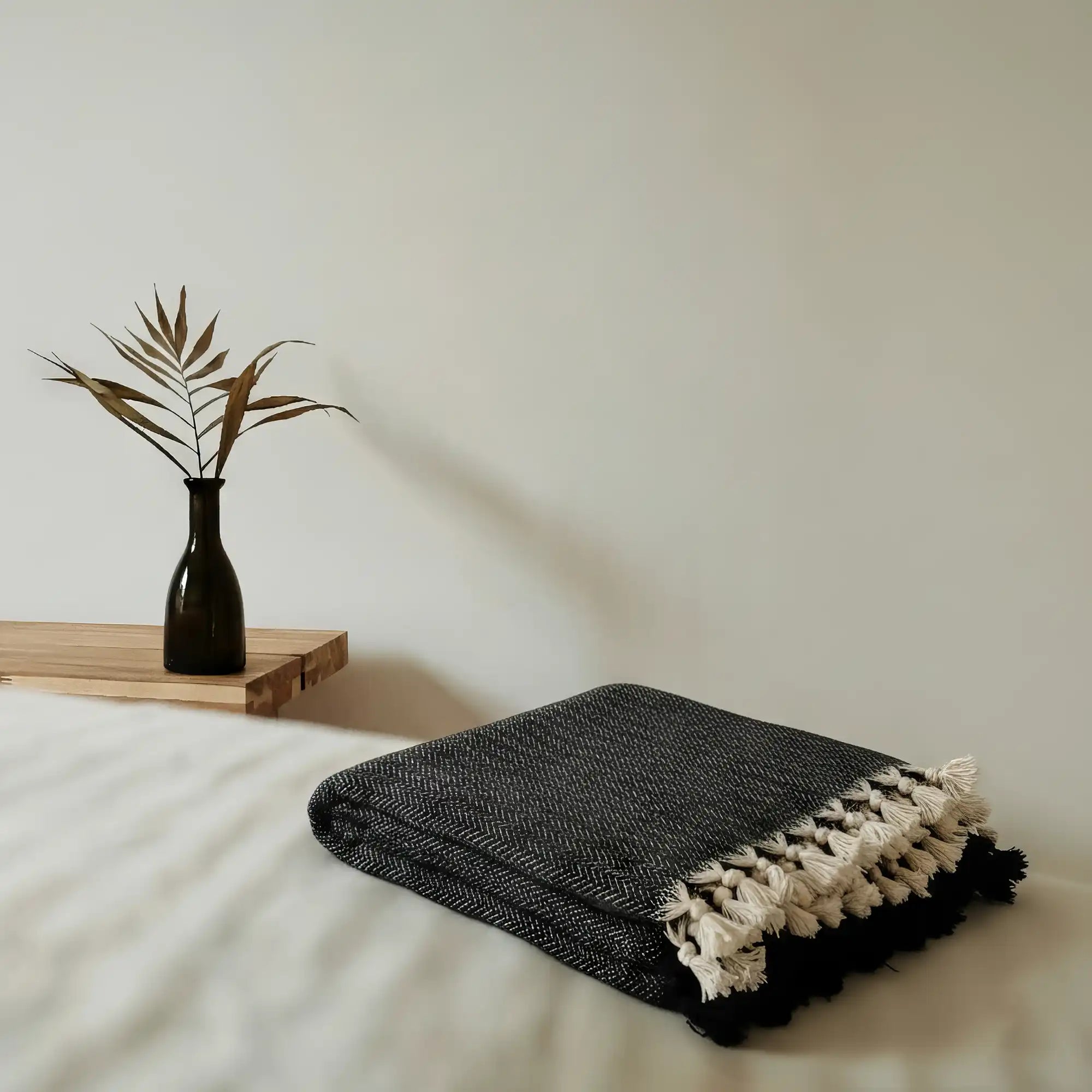 100% Cotton Black Throw Blanket