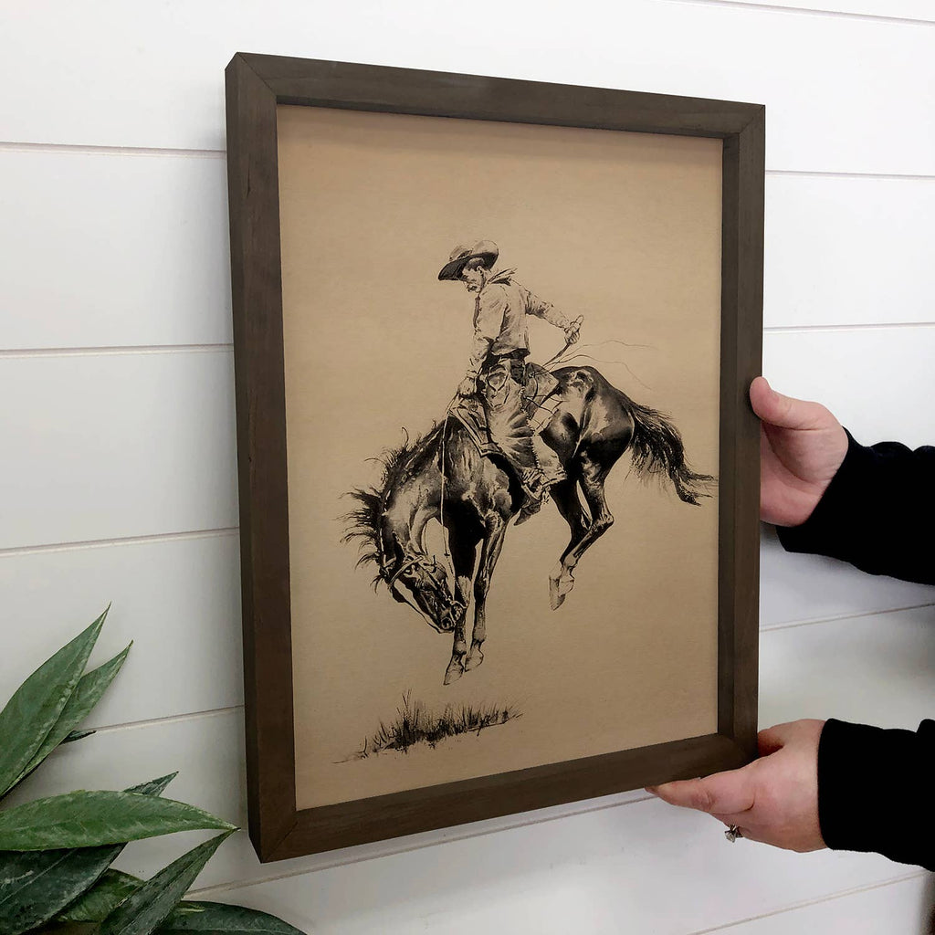 The Frontier Rider - Wood Framed Wall Art