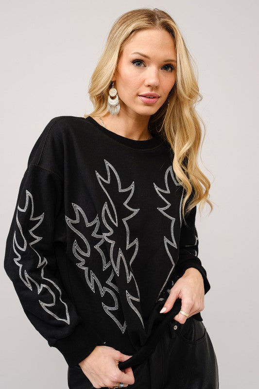 Western Boot Print Sweatshirt