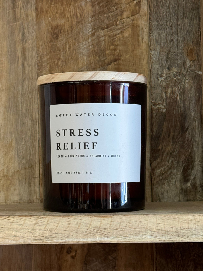 Stress Relief Soy Candle - White Jar - 11 oz