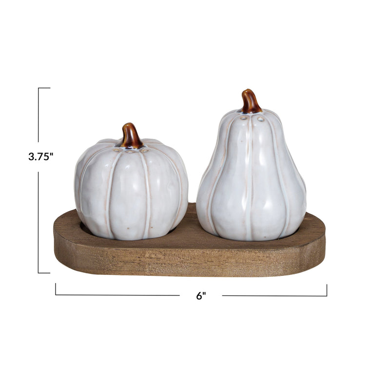 Stoneware Fall Salt & Pepper Shakers