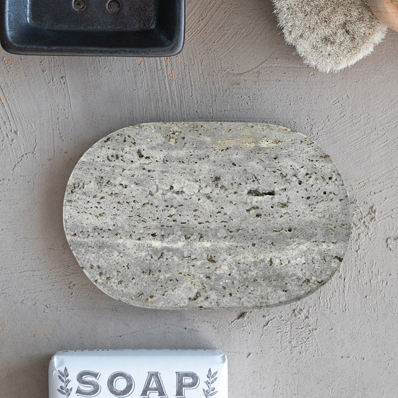 Oval Travertine Soap Dish