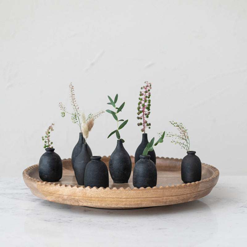 Handmade Charcoal Terra-Cotta Mini Vases - Decorative Bud Vases