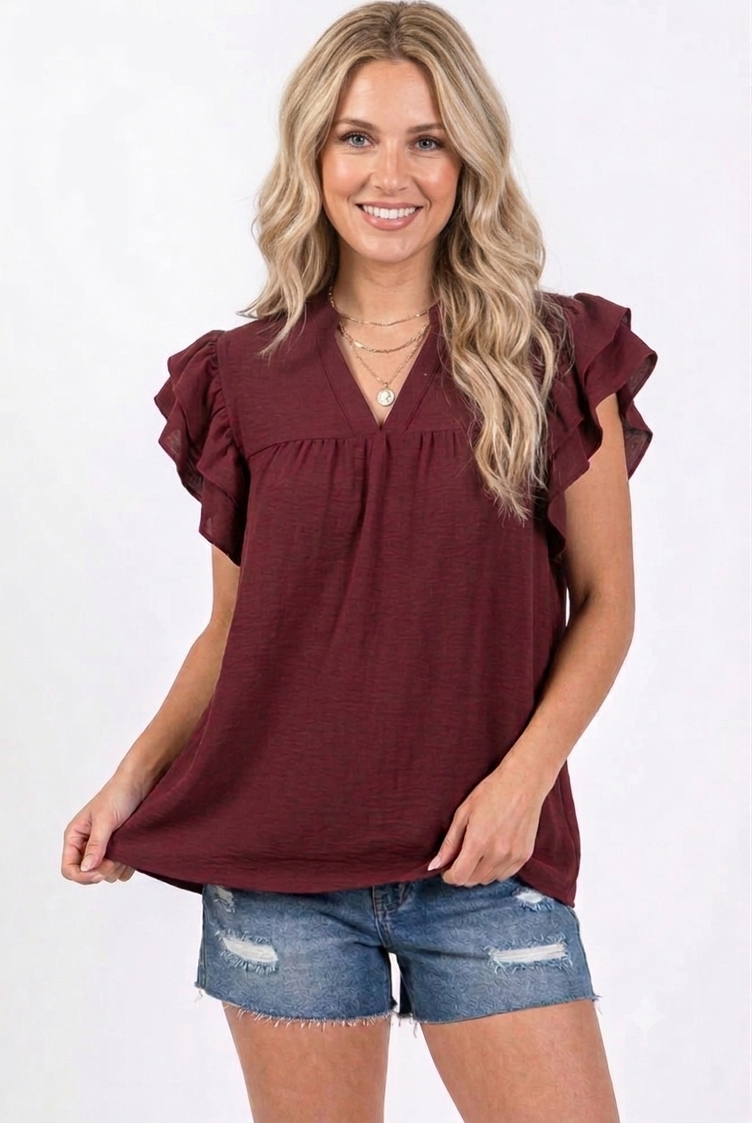 Baby Doll Ruffle Sleeved Top