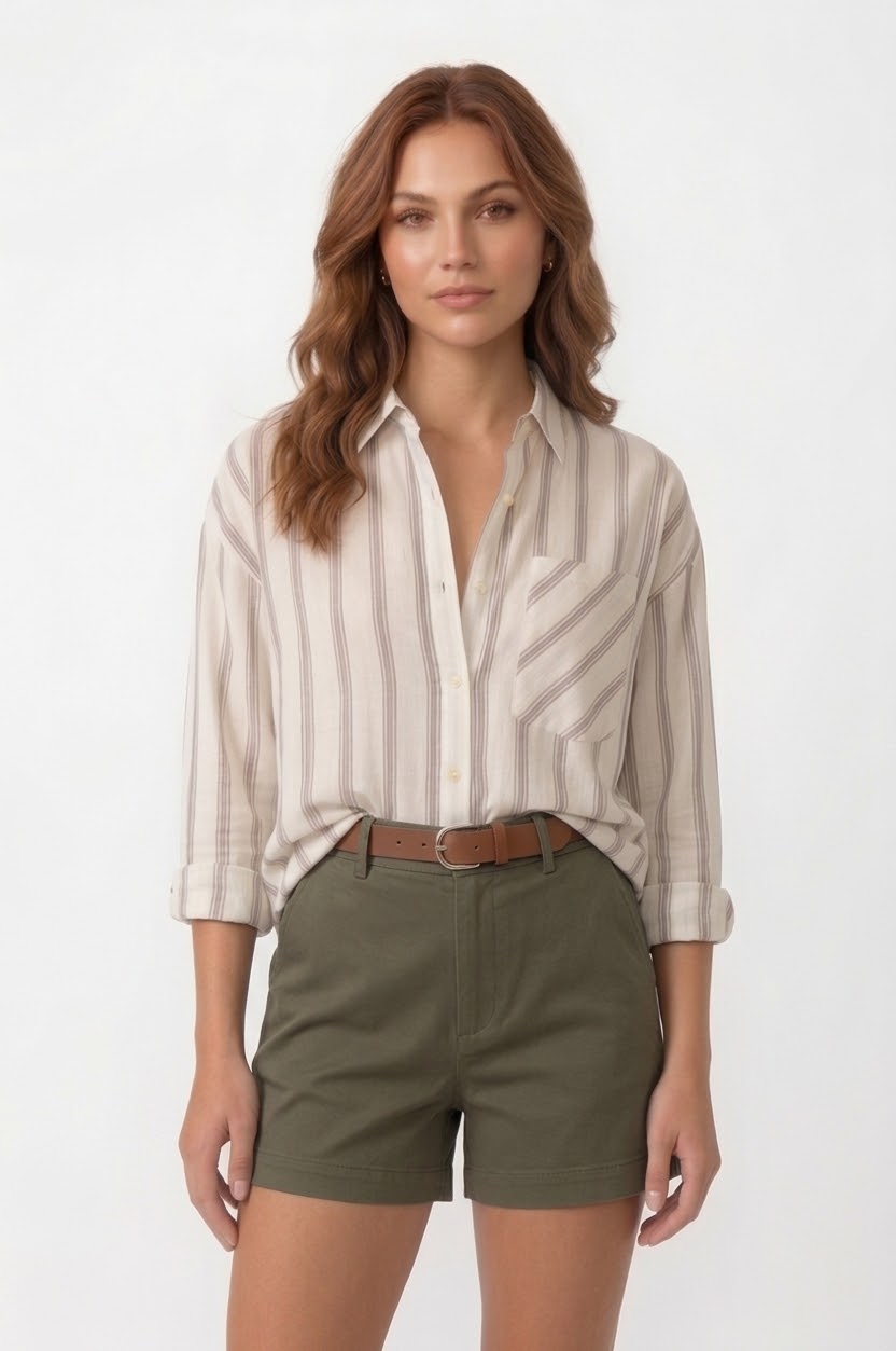 Stripe Long Sleeve Collared Button Down Shirt