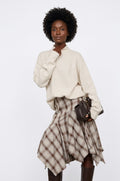 Center Seam Mock Neck Relaxed Pullover Sweater