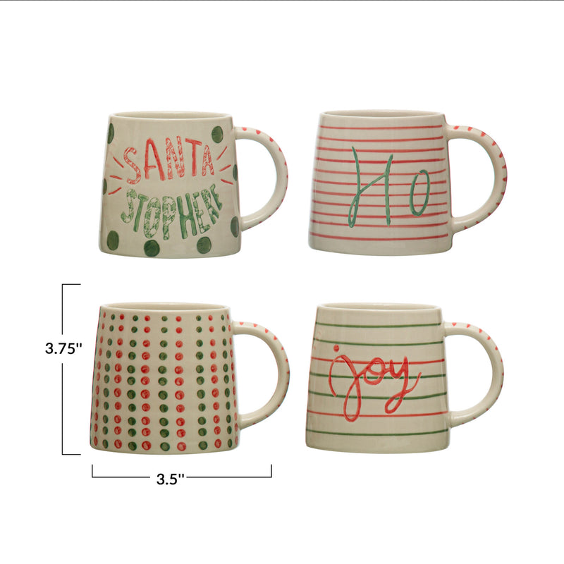 Hand Painted Stoneware Holiday Mugs