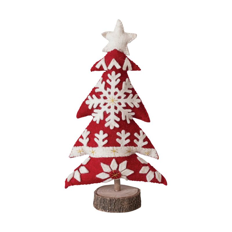 Red & White Wool Felt Christmas Tree