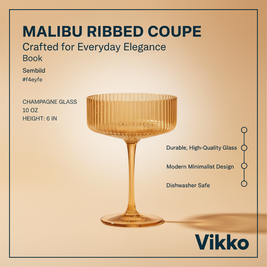 Vikko Malibu Ribbed Coupe Champagne Glass 10 Oz