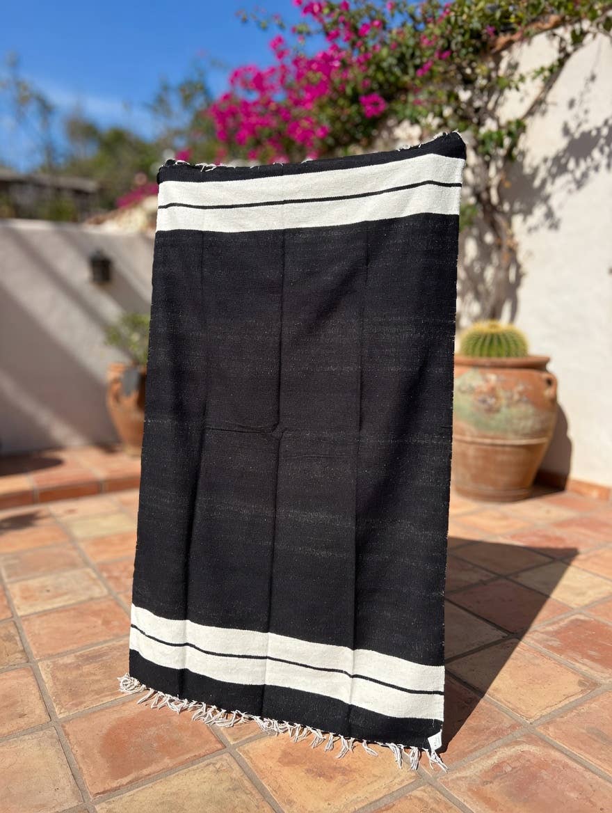 Authentic Mexican Blanket - Eclipse | Striped Baja Blanket