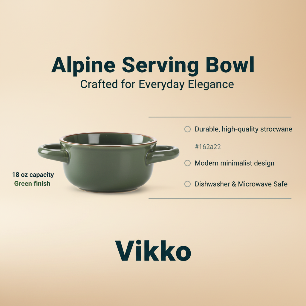 Vikko - Alpine, Serving Bowl with Handles, Green, 15 oz