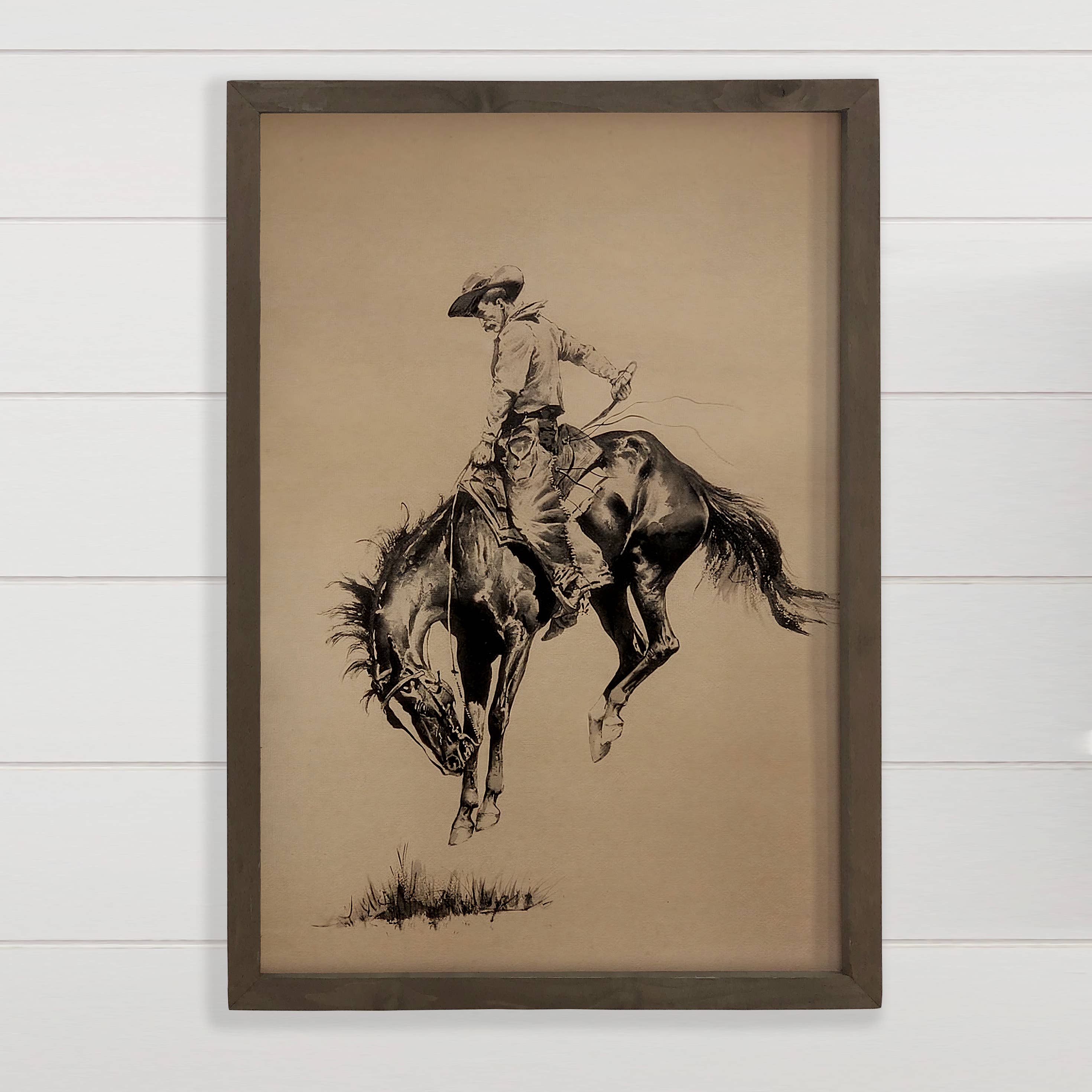 The Frontier Rider - Wood Framed Wall Art