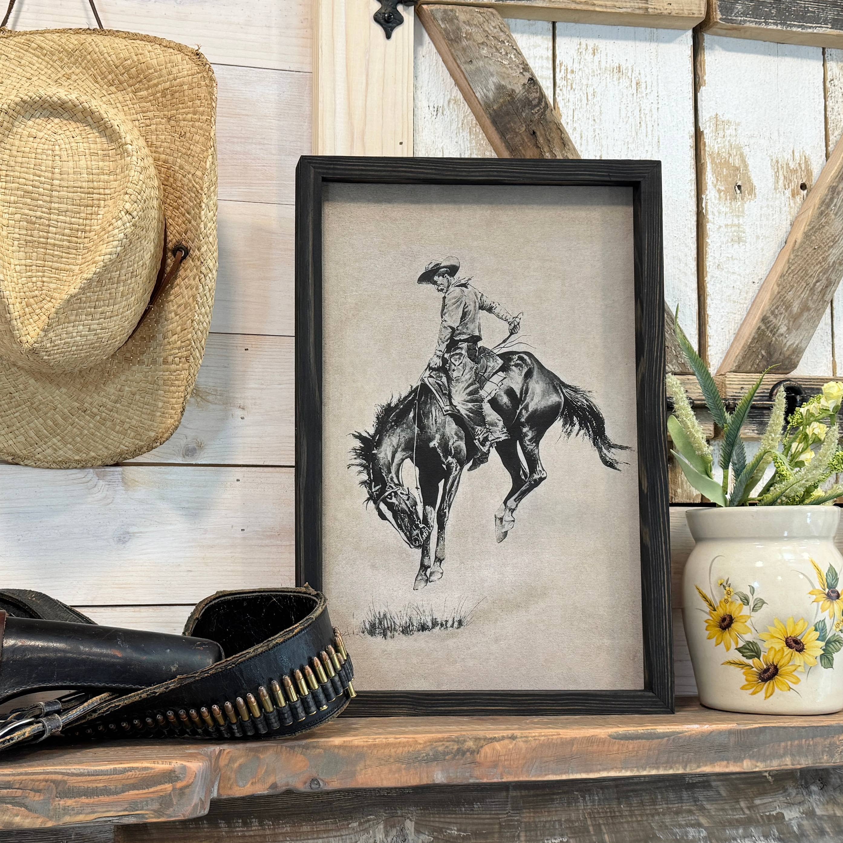 The Frontier Rider - Wood Framed Wall Art
