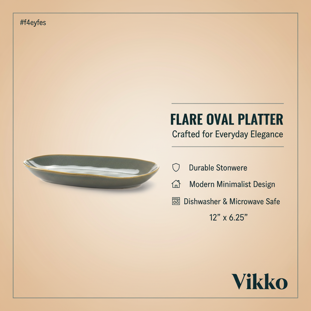 Vikko - Flare, Oval Platter, Green, 12" x 6.25"