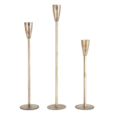 Gold Finish Metal Tapers, Set of Three - Mae It Be Home